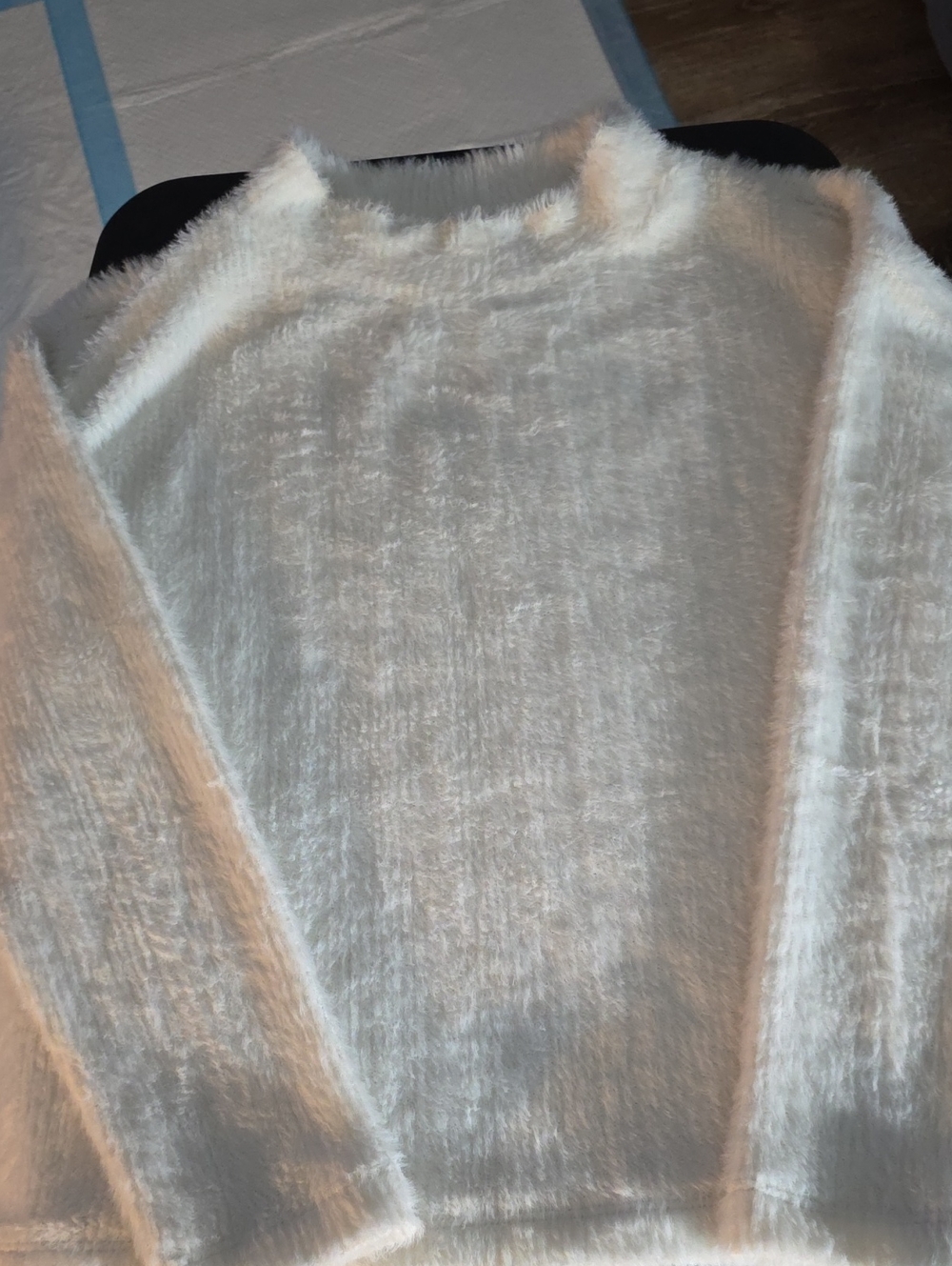 Creamy White Fuzzy Crewneck Pullover Sweater